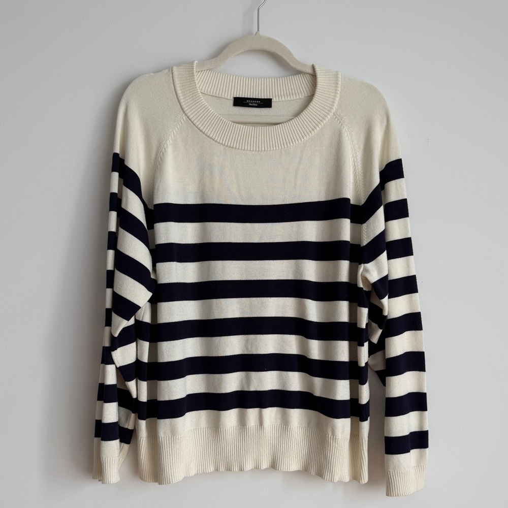 Striped Cream and Navy Sweater